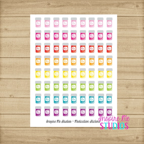Pill Bottle Medication Reminder Planner Stickers / Pill Bottle