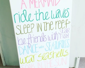 Mermaid sign-Mermaid decor-Mermaid nursery-Little Mermaid-Nautical nursery-Beach sign-Beach decor-Pink mermaid-Mermaid quote-Mermaids