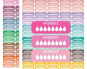 Hydrate Printable Stickers, Ombre Printable Stickers, Water Tracker Stickers, Erin Condren Stickers, MAMBI Happy Planer Hydrate Stickers