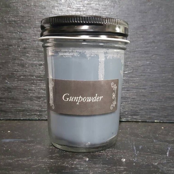 8oz Gun Powder Scented Homemade Hand Poured Soy Wax Candle