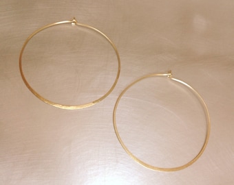 Large Hoop Gold 14k Earrings 45mm Thin Minimalist