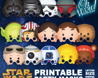 Star Wars Tsum Tsum Character Party Masks: Letter Size Print Files