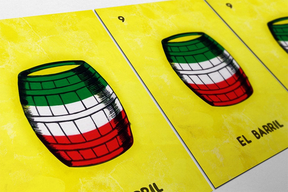 Loteria El Barril Mexican Retro Illustration Art Print Vintage
