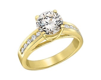 14K Yellow Gold Lab Created Diamond Engagement Ring by KANTILAKI