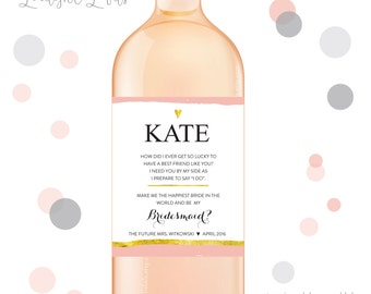 Will you be my bridesmaid wine labels, bridesmaid wine labels, thank you bridesmaid labels, bridesmaid gift - style 209 LIMELIGHT LABELS