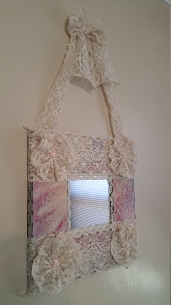 Princess Mirror / Shabby Chic Princess Lace Wall Mirror / Pink