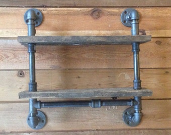 Industrial Pipe Shelf- Double Decker-Rustic Shelf-Industrial Pipe- Pipe Shelf