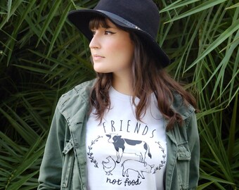 Friends Not Food, vegan tshirt, vegetarian tshirt, vegan shirt, vegetarian shirt, animal rights, tee, animal lover