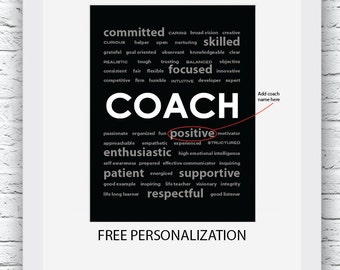 Coach Gift Ideas, Sports Coach Gift, Free Personalization, Coach Print, Coach Wall Art, Gift for Coach, Coach Digital Print, Coach Poster