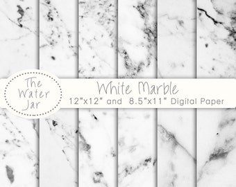 Marble Digital Paper Commercial Use, White marble wallpaper background, Digital Marble Pattern & Texture, White Stone