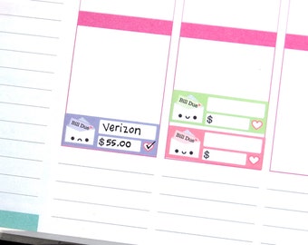 Happy or Sad Bill Due Reminder Label Cute Kawaii Vertical Erin Condren Planner Stickers Kate Spade Kikkik Funny Cute Phone Money Budget