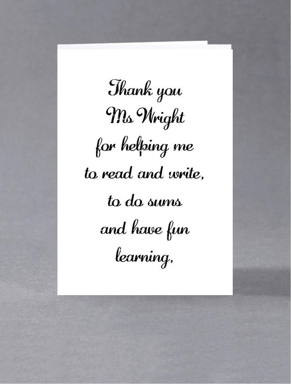 end of term teacher teaching assistant thank you card