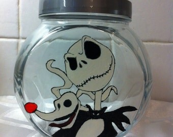 Jack Skellington & Zero Hand Painted Cookie Jar Nightmare Before Christmas