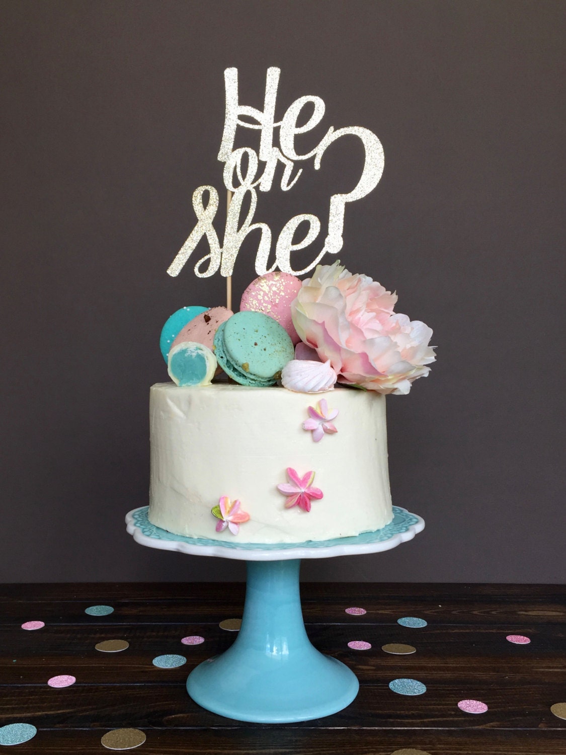 Gender reveal cake topper He or She cake topper cake topper