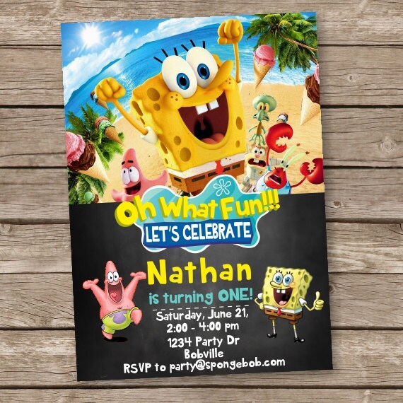 Spongebob Invitation Spongebob Birthday Invites by PartyGiraffe