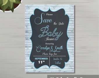 Save the Date Baby Boy Shower Card Template for Word, Boy Shower Card Template, Save the Date Card . Printed or DIY Instant Download