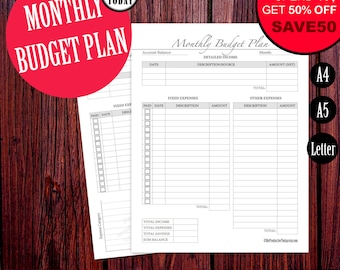 Budget Planner Printable, Budget Planner Book, Financial Planner, Binder, Expense Tracker, Finance Organizer, LETTER, A4, A5, PRINTABLE PDF
