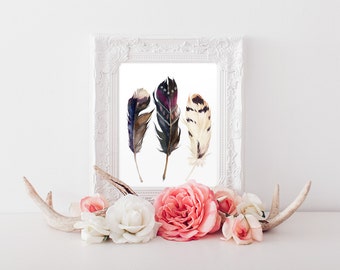 Feather Wall Art feathers wall art print boho printable art watercolor Feather Wall Art feathers wall art print boho printable art watercolor