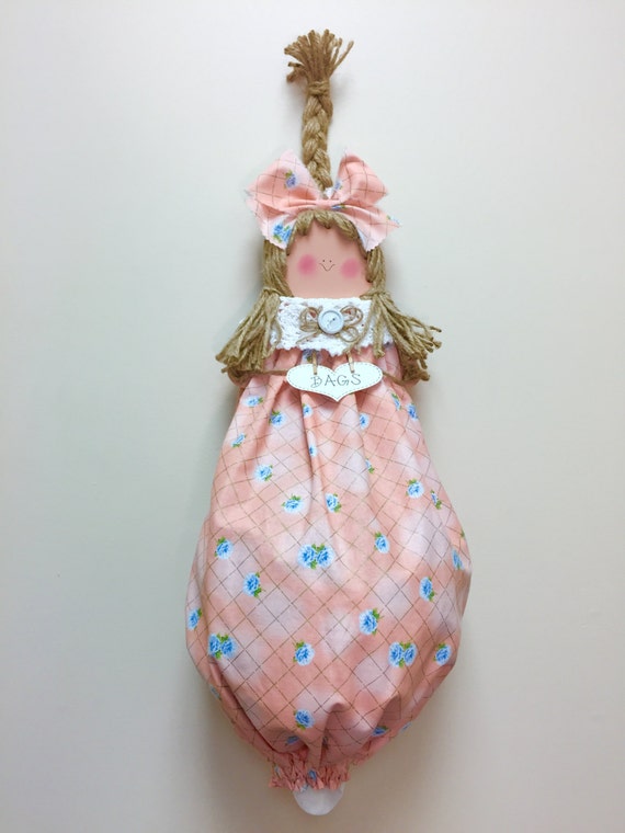 Plastic bag dispenser grocery bag doll by CountryCutieBagDolls
