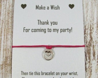 Wish Bracelet Thank you gift Thank you for coming to my party Friends Bracelet Cord Bracelet Birthday Gift Party Favor bracelet Gift for her