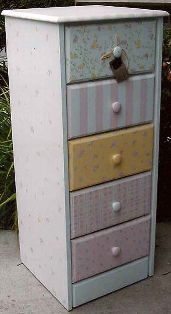 hand painted lingerie chest five drawer chest pink flower