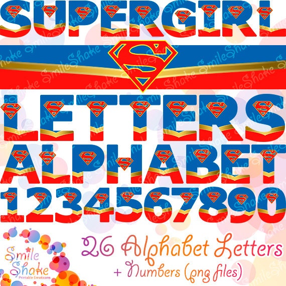 supergirl alphabet digital letters numbers super girl party