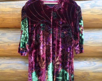 Colorful Side-split Velvet festival dress XL oversized