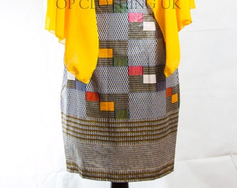 African print dress, short African Print dress, yellow dress, Party African dress, Ankara dress, women Kitenge dress, hand made dress