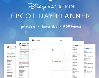Disney Vacation Epcot Planner | Daily Planning Sheet with Quick Reference Guides for Attractions and Dining | INSTANT DOWNLOAD