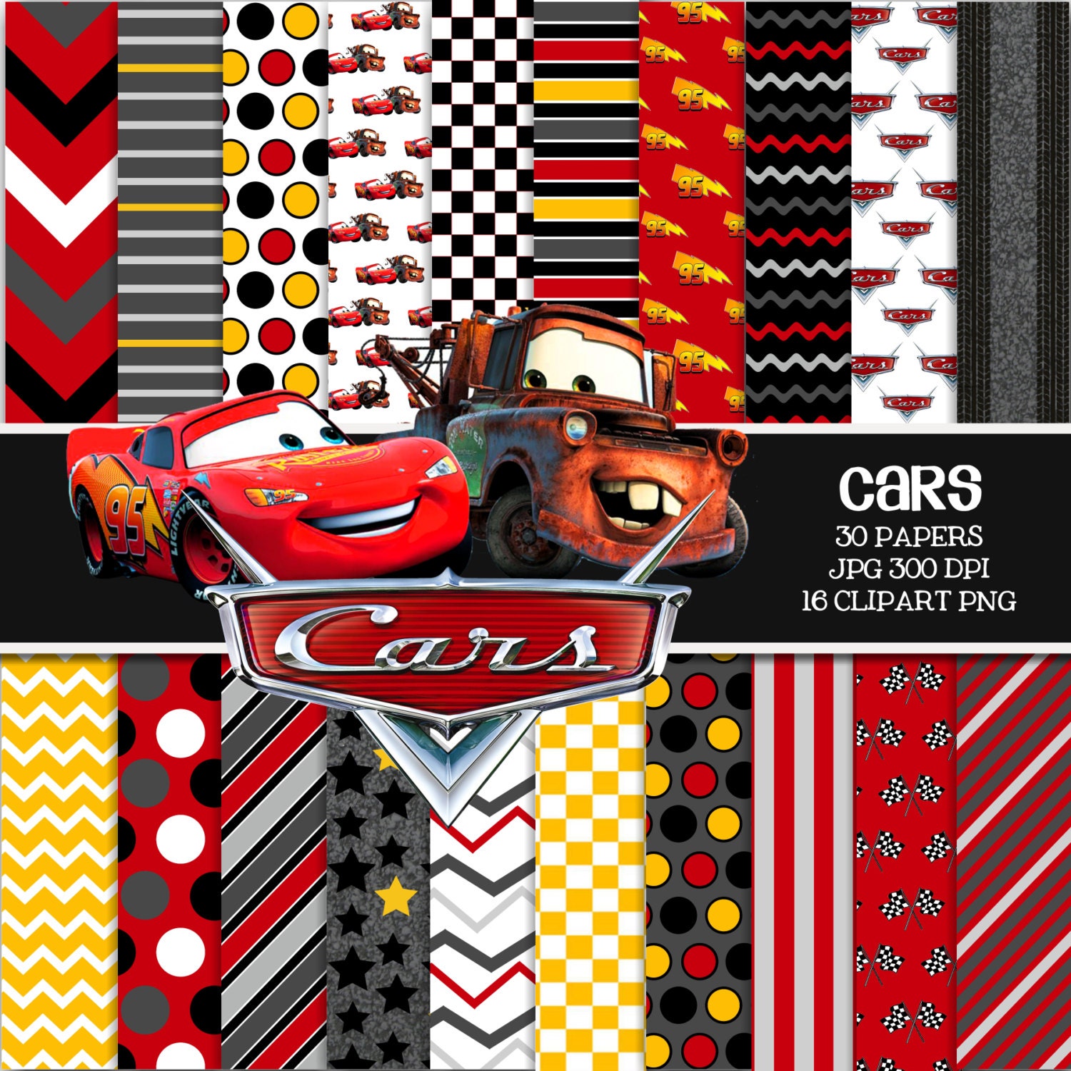 DISNEY CARS Digital Paper Pack 30 Papers 16 by KBKreations209
