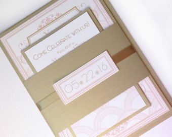 metallic wedding ring invitations