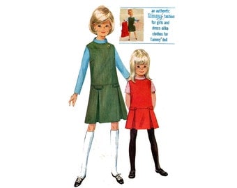 1960s Girls Jumper and Blouse Pattern Matching Tammy Doll Clothes Drop Waist Dress Box Pleats Simplicity 6150 Size 14 Vintage Sewing Pattern