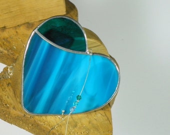 Blue Stained glass Heart Suncatcher & Window ornament