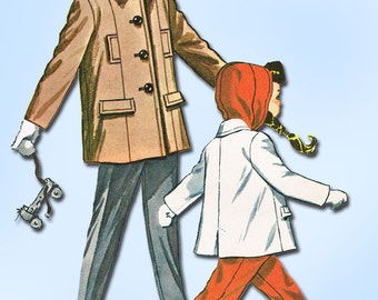 1950s Vintage McCalls Sewing Pattern 3879 Girls Coat Pants Shorts and Hood Sz 10