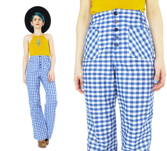 checkered bell bottom pants