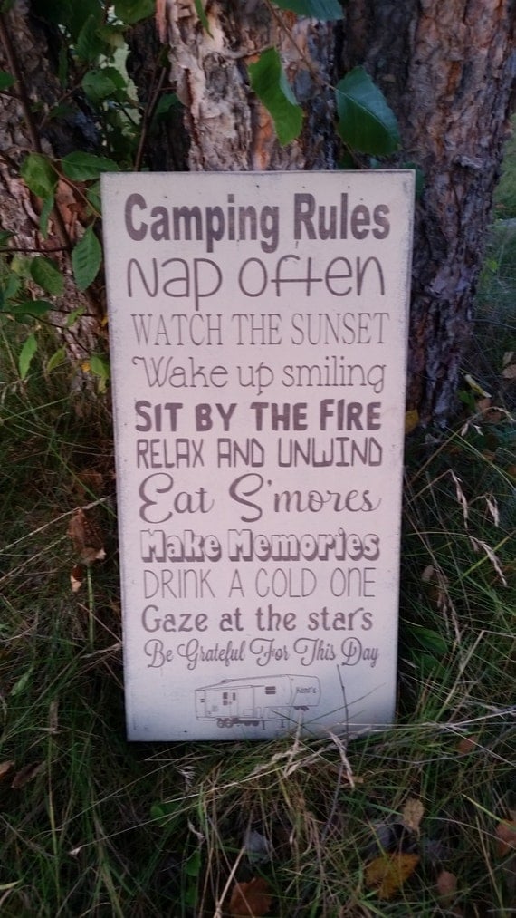 Camping Rules Sign rustic custom personalized for you Glamping