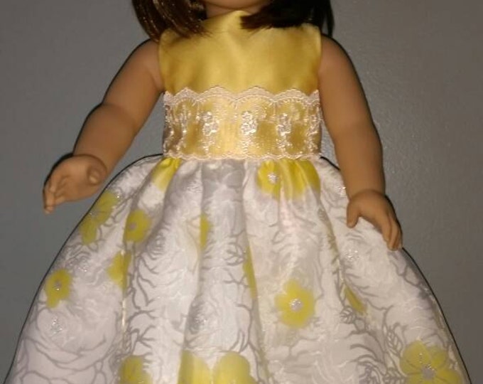 Sunny yellow sleeveless party dress fits 18 inch dolls