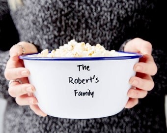 Personalised Family Enamel Popcorn Bowl