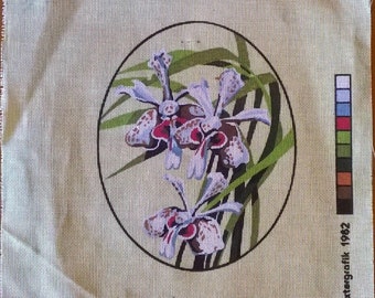 Vanda Orchid Hand Printed Petite Point Tapestry - 1982 by Baxtergrafik