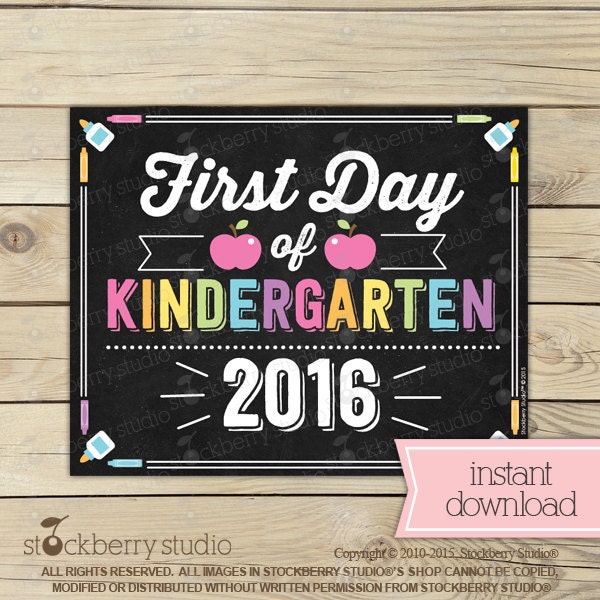 Girl First Day of Kindergarten Sign 1st Day by stockberrystudio