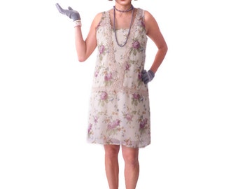 Retro Flapper Dress, Great Gatsby Dress, 1920s Dress,Roaring 20s Dress, Downton Abbey, Floral Flapper Dress,Shift Dress, Bridesmaid,Costume