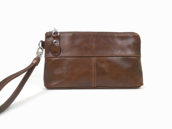 Brown Leather Clutch Purse Small Leather Purse Evening