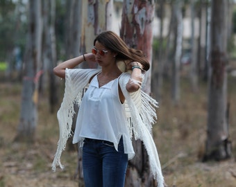 White Wraps Shawl knitted shawl White Wraps Shawl Fringe Scarf Evening shawl Womens Clothing Accessories