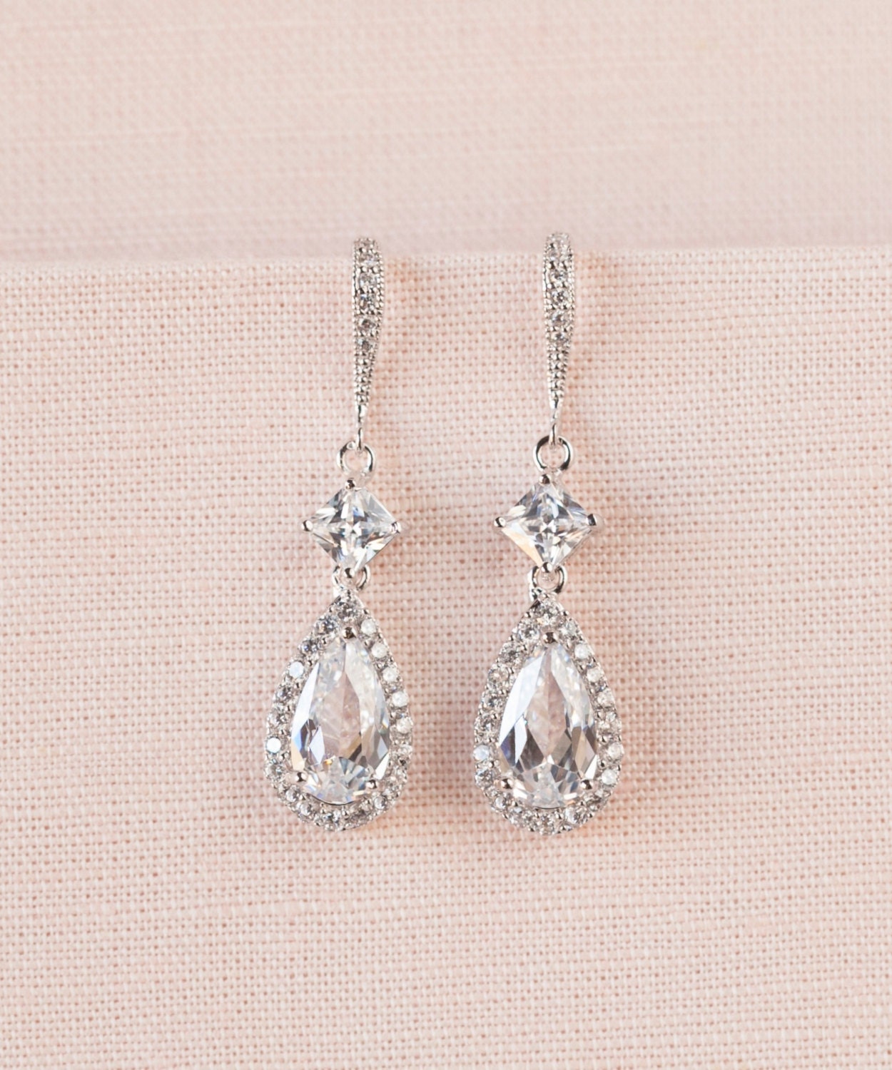Crystal Bridal Earrings, Rose Gold Crystal Wedding earrings, Wedding earrings, Wedding Jewelry, Bridal Jewelry, Alicia Crystal Earrings