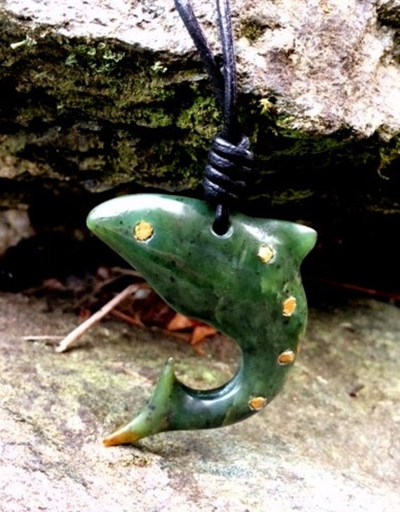 Alaska Jade Gold Nuggets and Leather Necklace