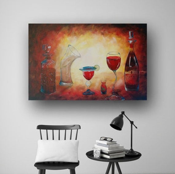 Cocktail Painting Abstract Painting Whimsical Bar Painting