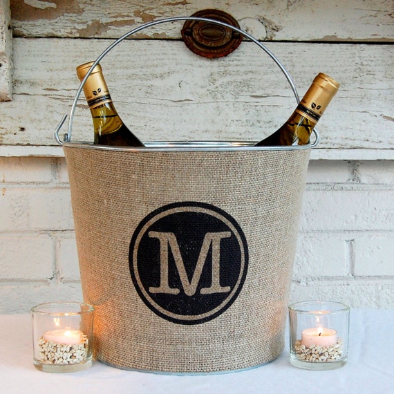 Circle Monogram Rustic Wine Bucket