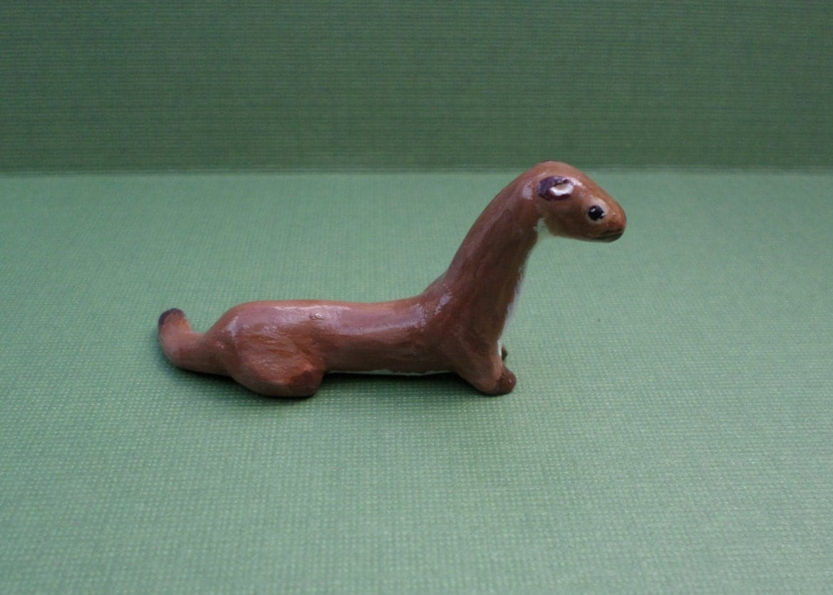 miniature weasel figurine miniature figurine weasel