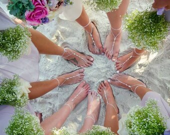 Bridal Barefoot Sandals- Beach Wedding Barefoot Sandals- Foot Jewelry- Bridal Footless Sandals- Barefoot Wedding Sandal- Bridesmaid gift MCC