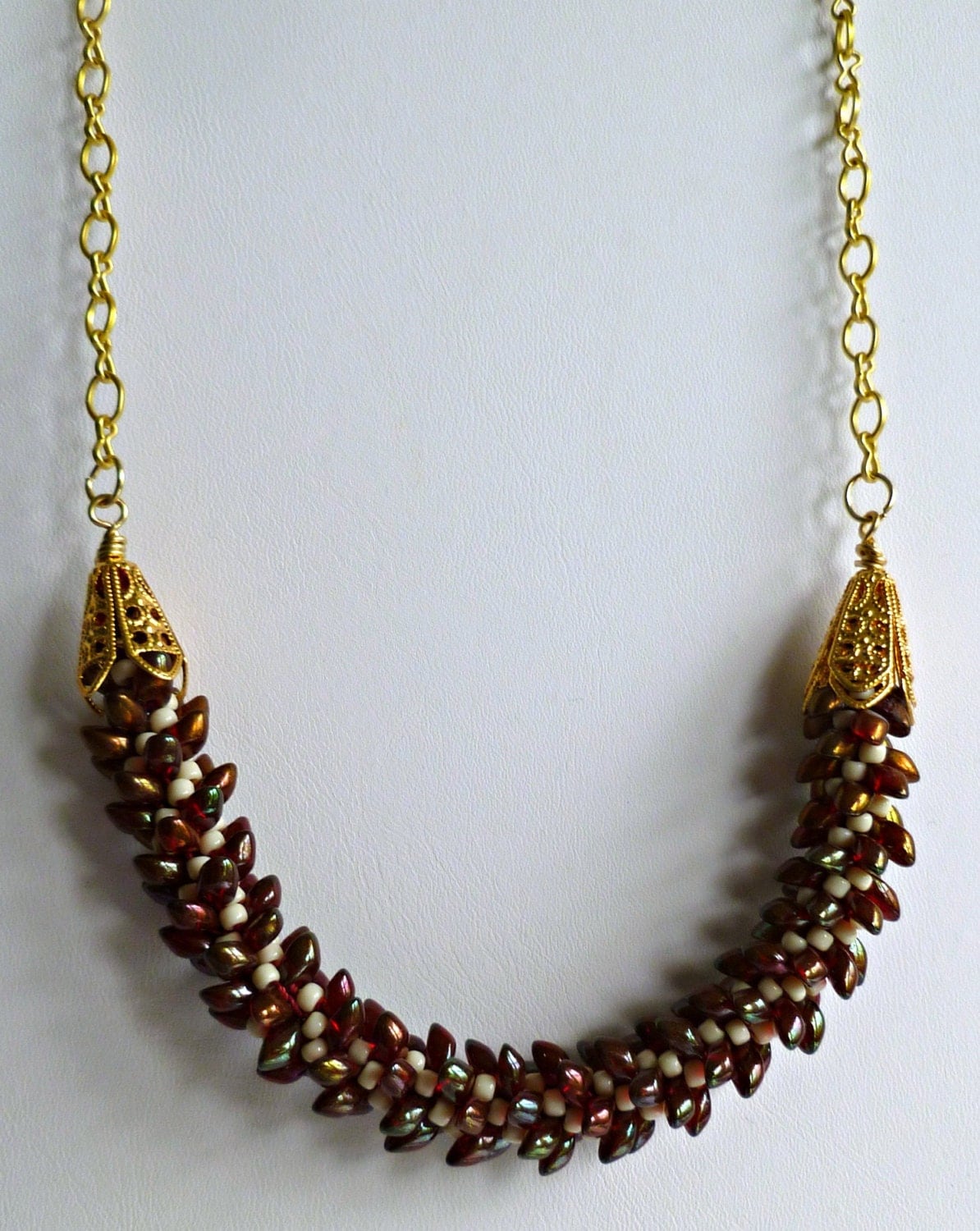 Adjustable length beaded Kumihimo cluster necklace